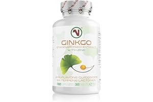 Nutriodol Ginkgo Biloba Leaf Extract | 365 x Easy to Swallow Tablets | Added Zinc to Boost Cognitive Functions | 24% Flavone Glycosides 6% Lactones | Suitable for Vegans.