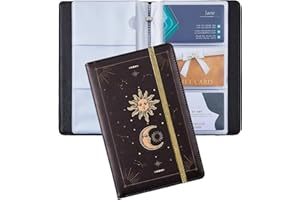 MHJY Tarjeteros para tarjetas de visita, tarjetero de piel sintética, organizador de tarjetas de identificación, 96 ranuras, regalo para mujeres y hombres, Luna Sol, Clásico