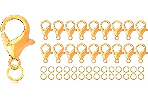GYXCELC Chain Clasp, Pack of 100, Bracelet Clasps, 14 mm with 200 Jump Rings, Chain Clasps, Jewellery Clasp, Lobster Clasp, Clasps for Jewellery Making (Gold)