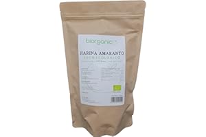 BIORGANIC Harina de Amaranto extrafina 500g. SIN GLUTEN. Vegana. 100% pura. Sin aditivos, sin alérgenos, sin conservantes. Ideal para repostería. Marca española.