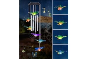 GOODECO Solar Butterfly Wind Chimes Outdoor for Garden Yard outdoor Decor, Birthday Gifts for Grandma/Mum/Women, Unisex Housewarming Gift.