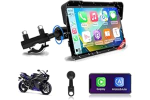 Jansite 7 Pulgadas Carplay Moto Android Auto GPS Moto Navegador con Doble Bluetooth Impermeable IP67 Tarjeta Carplay para Moto Siri/Google/Navi
