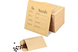 100 st. frökuvert 8 x 12 cm återförslutningsbara fröpaket tillverkade av kraftpapper papperspåsar för förvaring och samling L