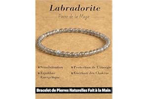 Landorilo Bracelet 4mm en Pierre Naturelle pour Homme et Femme, Bracelets Élastique Yoga, Bijoux Cadeau Créatifs, Porte Bonheur avec Perles de Remplacement