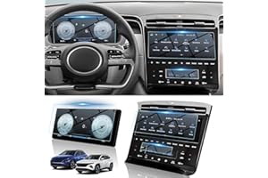 BIBIBO Tucson NX4 - Pellicola proteggi schermo per Hyundai αi Tucson NX4 2021-2024, 9H in vetro temperato per navigazione, pozzetto digitale + pellicola protettiva per aria condizionata (3 pezzi)