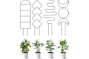 WHTAWTAW 4 Pack Indoor Climbing Plant Trellis, Small Trellis for Potted Plants Outdoor, Metal Garden Trellis Plant Support Trellis with Different Patterns for Vine Ivy Flower (Black)
