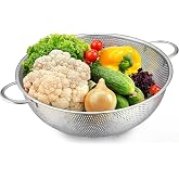 Orret Home Stainless Steel Pedestal Double Handle Strainer &ndash; Metal Vegetable, Fruit and Brass Washing Strainer for Kitchen, Durable Moon