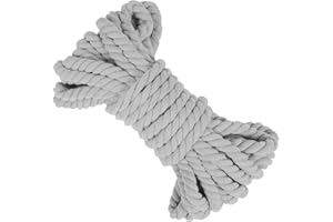 LEREATI 10mm Macrame Cord 10m Thick Macrame Rope Soft Cotton Rope, Natural Cotton Twine String for Macrame Plant Hanger, Wall Hanging, Knitting, DIY Crafts, Gardening, Decoration (Light Grey)