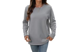 Aisprts Sweat Polaire Femme sans Capuche Sweatshirt Hiver en Molleton Sherpa, Haut Thermique à Manches Longues et Col Rond pour Maison et Extérieur