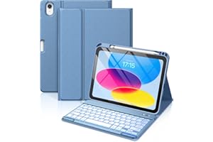 Vobafe Cover iPad 10 Generazione con Tastiera iPad A16 11 Generation (11/10.9 Pollici, 2025/2022), Italiano QWERTY con 7 Colori Illuminato, Senza Fili Staccabile Custodia con Portapenna, Blu
