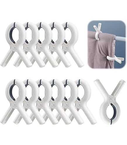 8 Mollette Grandi In Acciaio Inox Per Teli Mare E Asciugamani, Antivento, Con Guaina In Gomma Blu, 12x6,5 Cm