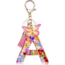 Cubic Zirconia Alphabet Keychain - Letter 'N', Black Tassel, 4.72" Long