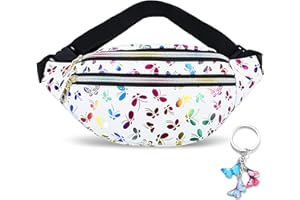 BMHNQ Riñonera Mujer Riñonera Niño Riñoneras Niña Riñonera Festival Riñoneras Holográficas de Color Brillante Riñonera Deportiva Viaje Marcha Brillante Riñoneras Multifuncional 1 llavero de Mariposa(Blanco)