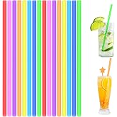 AUAUY 100PCS Reusable Straws, Colorful Reusable Juice Straws, #2 | Summer Straw, Colourful Hard Plastic Straws for Cold Drink