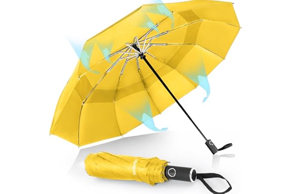 Herreicher Paraguas Plegable Antiviento Hombres Compacto - Resistente al Viento Soporte Ligero Nuevo Paraguas Automático Portátil Compacto de Viaje Paraguas de Golf para Hombre y Mujer