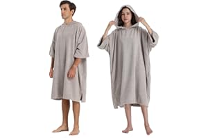 Winthome Accappatoio Poncho Assorbente Caldo, Poncho Surf Aiuto Cambio Spiaggia, con Tasca e Cappuccio, Accappatoio Spugna Uomo Donna per Nuoto, Surf, Spiagge, Doccia, Viaggio, Casa, Sauna