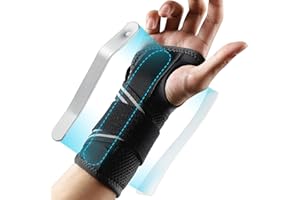 AGPTEK Attelle Poignet, Orthese Poignet Droit avec 2 Plaques en Aluminium, Idéal pour Syndrome du Canal Carpien, Tendinite, Arthrite & Entorses. Respirant, Confortable pour la Nuit, Droit, S/M