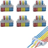 6 Pieces SPL-93 Quick Electrical Connectors, Electrical Splice Tokens, Compact Connector with 3 Inputs and 9 Outlets, Insulat