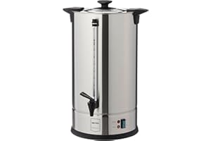 METRO Professional Percolateur à café GCM4015 à filtre rond, inox, 15 L, 100 tasses, 1 650 W, indicateur de niveau d’eau, protection contre la surchauffe,argenté