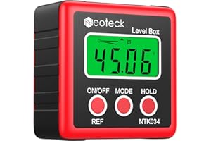 Neoteck Angle Finder Digitale/LCD Goniometro Inclinometro Impermeabile Digitale/Bevel Box Livello Misuratore Angolo Magnetico Auto Spegnimento - Colore Rosso