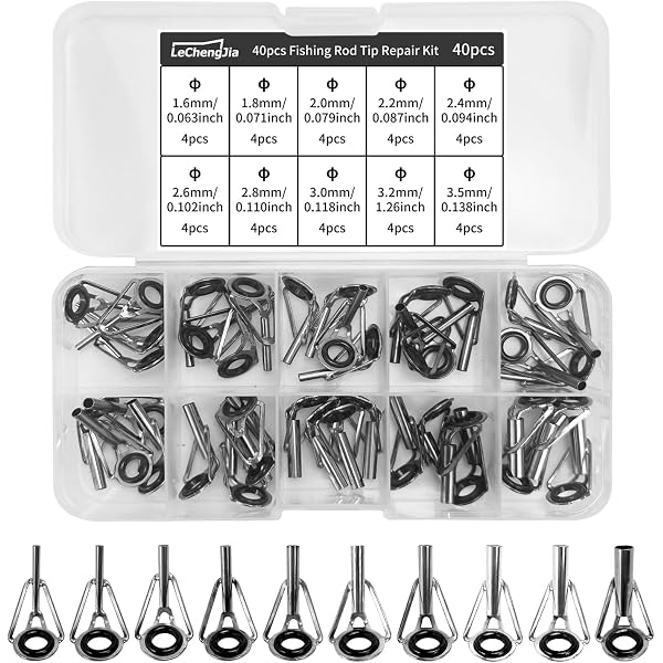 10 Anneaux Canne à Pêche ZKGYUS - Acier Inoxydable - Kit Réparation - Diamètres 1.6-2.4mm