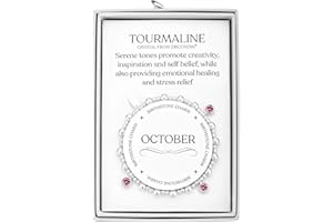 Philip Jones October (Tourmaline) Birthstone Stretch Charm Bracelet with Quote Gift Box