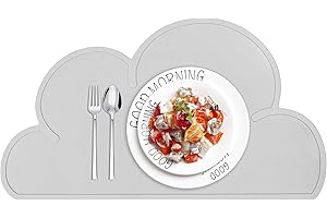 HONGXIN-SHOP Kids Placemats Non Slip Silicone Cloud Tablemats Easy Clean Food Mat Multi-purpose Tableware for Baby Infant Toddlers, Grey