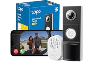 Tapo D235 - Timbre Inteligente con Cámara 2K 5MP, Visión Nocturna a Color, Audio Bidireccional, Detección Inteligente, Alimentación por Batería o Cable, Resistencia IP66