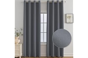 Ystyle Tende Oscuranti per Interni 2 Pezzi, 140x300 CM, Termiche Isolanti, Anti-Rumore, con Anelli, Tenda Moderna Per Camera da Letto e Soggiorno, Grigio Scuro