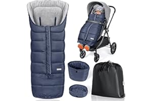 Orzbow Sacco Passeggino Universale Invernale, Lunga Coprigambe Passeggino Universale con Cerniera, Impermeabile, File, Lunghezza Regolabile, Antiscivolo, Facile da Usare, Caldo, 97/117*44cm, Blu navy