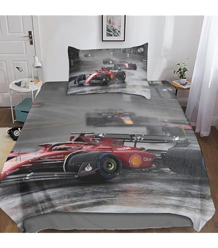Biancheria Letto Ragazzi Copripiumino Auto Da Corsa 200x200cm - Set Microfibra Per Ragazzi, 1 Copripiumino + 2 Federe 50x75cm Completo Lenzuola Matrimoniali