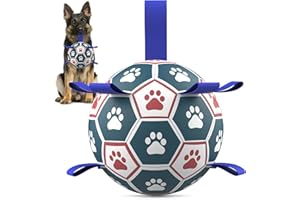 HETOO Piłka dla psa, zabawka dla psa, piłka z uchwytem, interaktywne ciągnięcie na wojnę, piłka dla psów, zabawka, prezent urodzinowy, dla średnich/dużych psów, niebiesko-biała (20 cm)