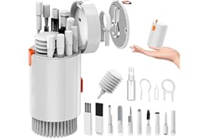 WS WORLSTREND 20 in 1 Kit di pulizia multifunzionale, spazzola per la pulizia della tastiera con estrattore di tasti per laptop, telefoni, laptop, computer portatili, monitor PC. Penna di pulizia adatta alle cuffie