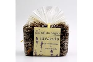 ERBE TOSCANE Sali da bagno LAVANDA BIO - sale del Mar Mediterraneo e fiori di Lavanda per un RELAX intenso – Puro Concentrato di Natura – Prodotto a mano in Toscana (500 GR)