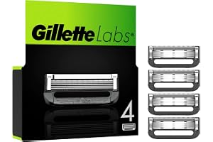 Gillette Labs Razor Blades Men, Pack of 4 Razor Blade Refills, Compatible with GilletteLabs with Exfoliating Bar and Heated Razor