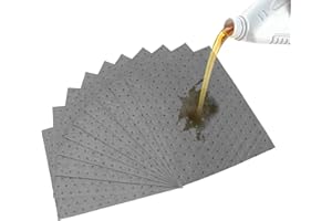 TEFOLA Oil Absorbent Pads 25x33cm, Grey Spill Mats for Oil & Water, Garage, Home, Boat, Basement Use, Heavy Duty, Disposable, Vacuum Packed (10)