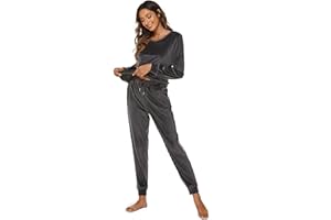 Ietaoo Velours Survêtements Femme Ensemble de Pyjama 2 Pièce Sportswear Jogging Automne Hiver Sweatshirt et Pantalon Sweat Suit Tenue Sport Ensemble Vêtements de Nuit