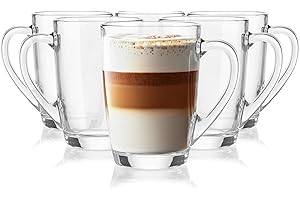 GLASMARK KROSNO 1992 Glasmark Krosno Latte Macchiato Set di 6 bicchieri da tè con manico, bicchieri da dessert per acqua, caffè e vin brulé, 6 x 300 ml