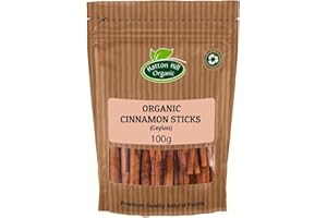Organic Ceylon Cinnamon Sticks 100g by Hatton Hill Organic | Delicate Sweet Flavour, Perfect for Baking, Teas & Savoury Dishes, 100% Natural