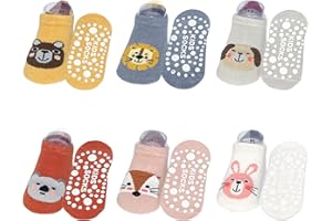 QIYIENDIAN 6 Pares de Calcetines Tobilleros para Bebé con Agarres, Calcetines Bajos Antideslizantes para Bebés y Niños Pequeños
