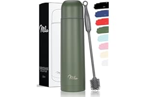 Milu Bouteille isotherme en acier inoxydable - 1L, 750ml, 500ml - Thermo Double Paroi, Sans BPA, Transport Café, Thé, Eau (Vert olive, 750 ml)