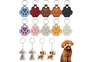 MENUY 14 Stück Hundehaarsammler Schlüsselanhänger, DIY Tierhaaranhänger, Leder und Acryl Transparent Hundehaar Schlüsselanhänger, Hängende Pfote Design, Kreative Erinnerungsgeschenke für Tierliebhaber