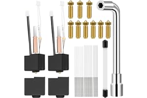 AOBOPLE ANYCUBIC Kobra 3 Hotend for Kobra 3 and Kobra 3 Combo, 34pcs 3D Printing Extruder Hotend Kit,Including 0.2mm/0.4mm/0.6mm Brass Nozzles,Heating Block,Silicone Case,Nozzle Cleaning Pins,Wrenches