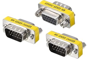 sourcing map VGA Coupler VGA Gender Changer Connector 15 Pin Male to Female VGA Adapter Conversion for Cable Extender, Pack of 3