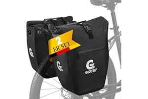 GUOOTU 2 Er Set Fahrradtasche Gepäckträger 48L,aus Tarpaulin Hinten Gepäckträgertasche mit Reflektoren, mit Tragegriff und Sc