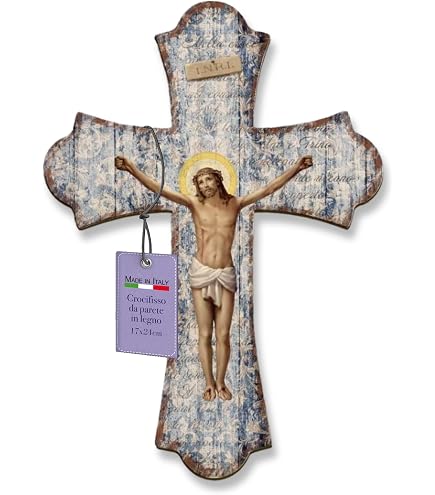 Croce Da Parete Albero Della Vita In Bronzo Verdigris - Decorazione Spirituale 29 Cm