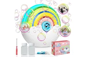 Bombble Automatic Bubble Machine, Portable Rainbow Bubble Machine 1500+ Bubbles/Min with Bubble Solution*2, Bubble Toys for Children for Outdoor/Party/Wedding Best Birthday (White)