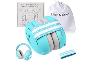 Generico 2 in 1 Cuffie Neonato Antirumore -25dB,Protettori acustici per neonati, archetto regolabile, antiscivolo e antistress, protezione acustica ideale per neonati fino a 48 mesi
