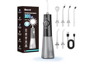 Bezvoi Hydropulseur Dentaire Jet: Irrigateur buccal avec 5 modes, réservoir d'eau de 300 ml, nettoyeur de dents électrique étanche IPX7, avec 6 embouts pour gencives appareils dentaires orthodonti