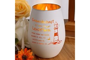 ‎JOYMAKING Joymaking Windlichter mit Gravur - Freundschaft ist wie EIN Leuchtturm, Windlicht Geschenke für Freundin, Beste Freundin Geschenke Geburtstag Weihnachten, Leuchtturm Deko, Kerzenhalter Weiß